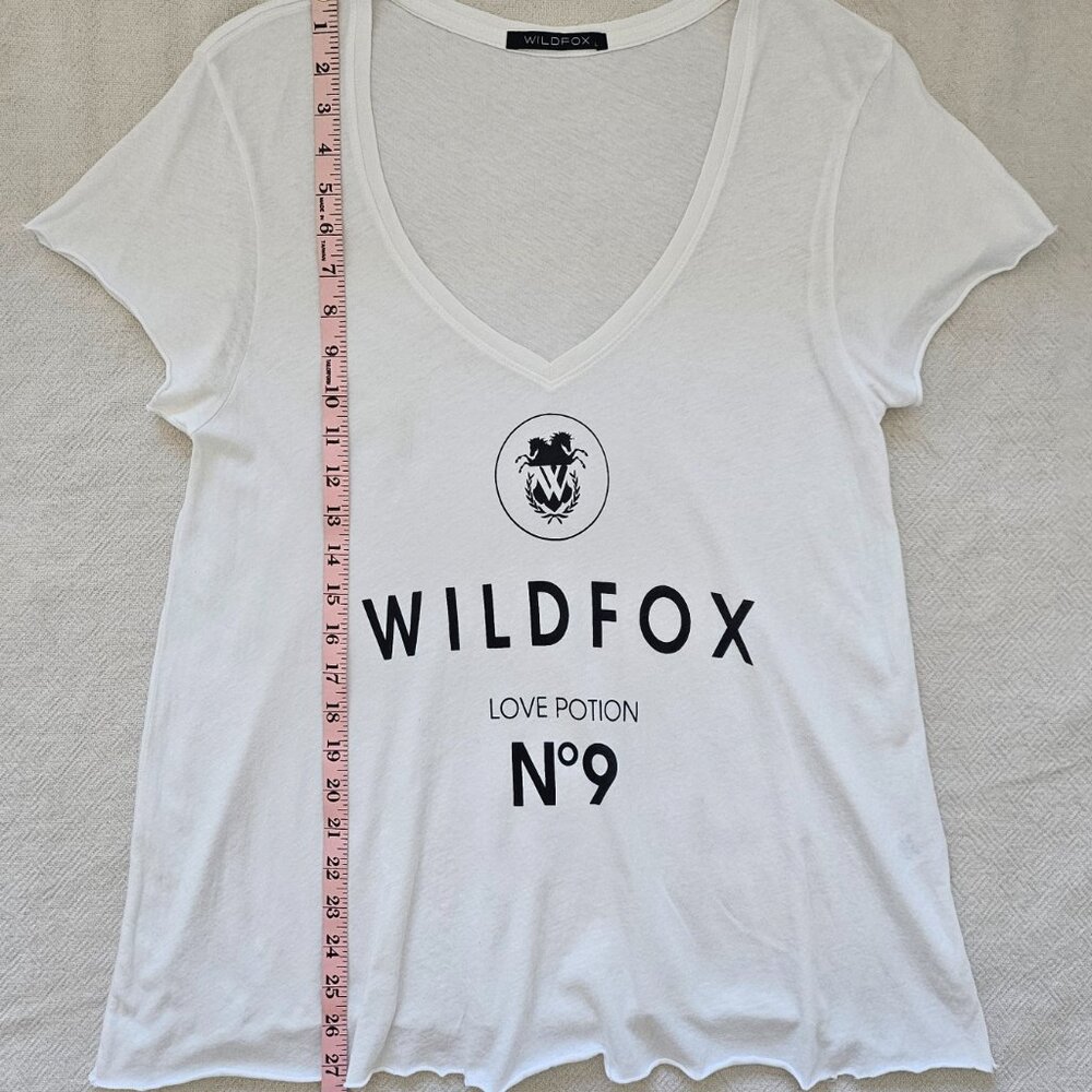 Wildfox Love Potion N°9 Graphic Deep V-Neck Tee - White - Size L - Picture 6 of 9